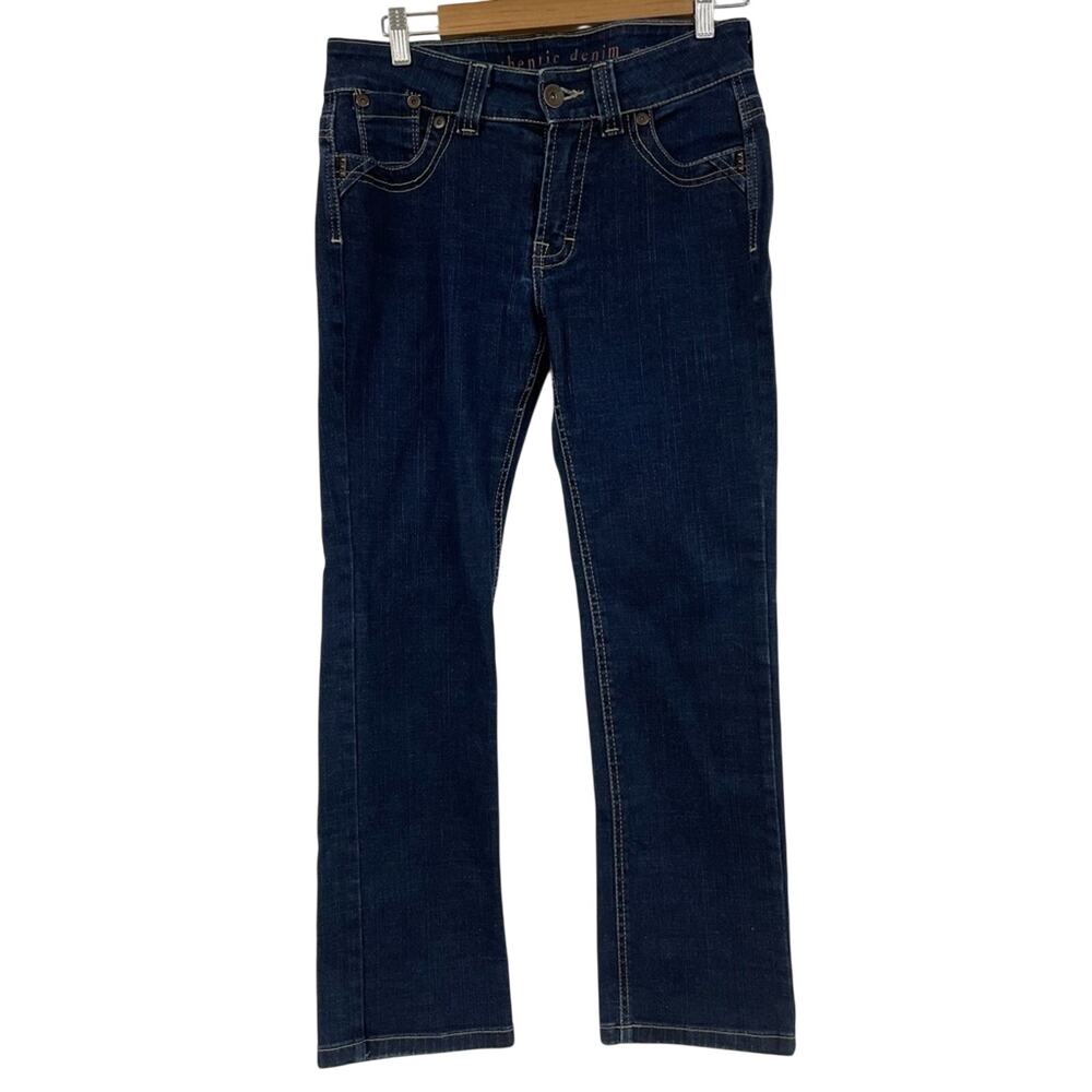 Authentic Denim Dark Wash Straight Leg Jeans Womens 10P Blue Denim Fall Casual